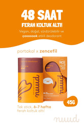 Nuud Orange x Ginger Stick 45g - 48 Saat Etkili, %100 Doğal & Vegan Parfümsüz Portakal x Zencefil Kokulu Stick Deodorant